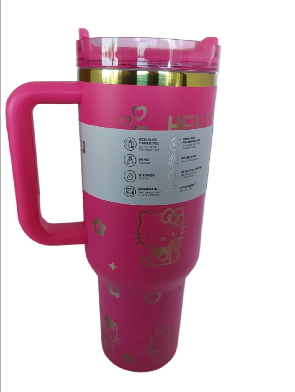 Stanley Pink Hello Kitty Stainless Tumbler with Handle 40oz - Picture 7 of 7